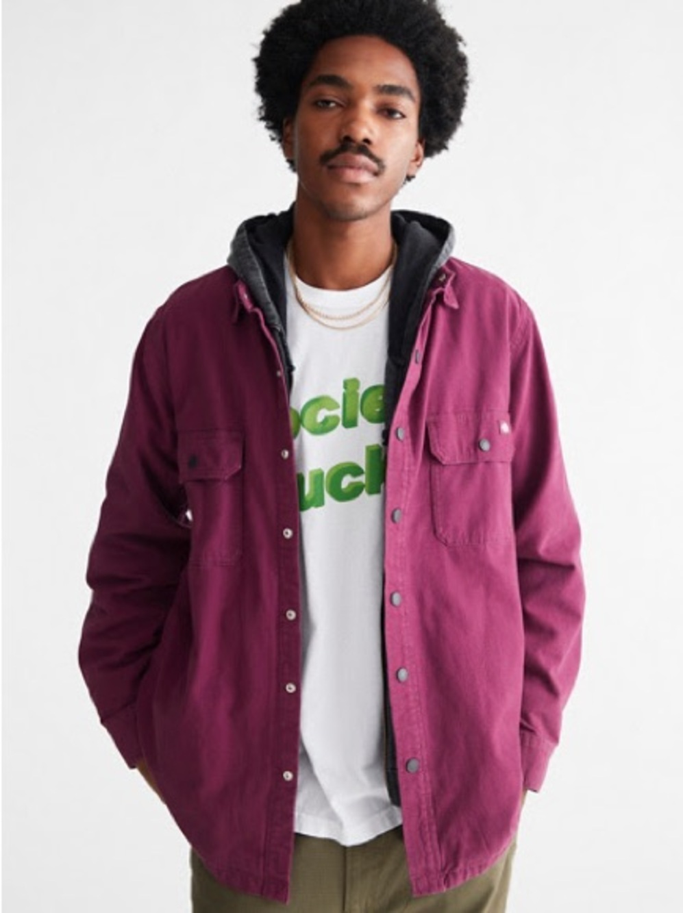 Dickies Men's Plum Button-Up Shacket Jacket